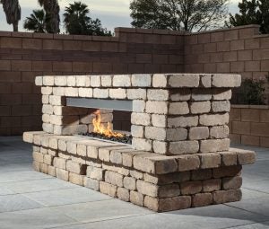 Weston Stone Linear Outdoor Living Fireplace Kit